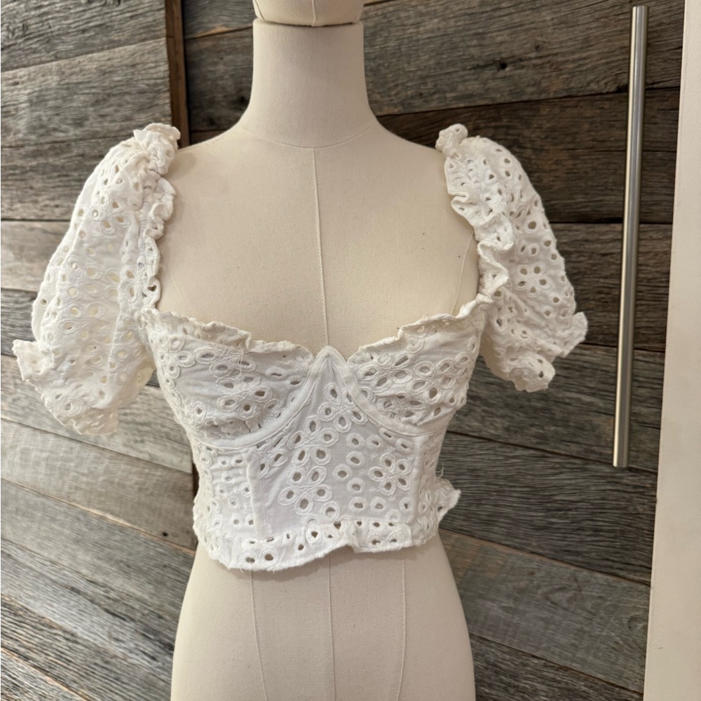 For Love & Lemons 
White Crop Top
Size: XS
